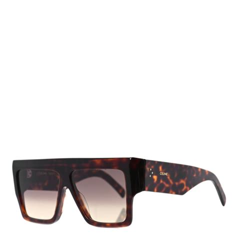 celine dark havana|CELINE Acetate Flat Top Rectangular Sunglasses CL400921 .